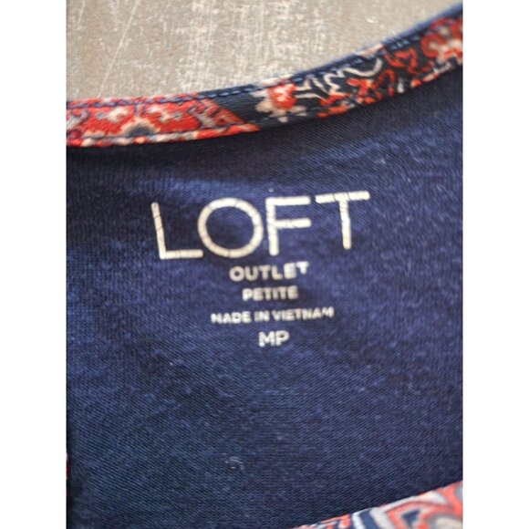 Loft Outlet Blouse Womens size MP Floral Print 3/4 Bell Sleeve Top Boho - Picture 8 of 9